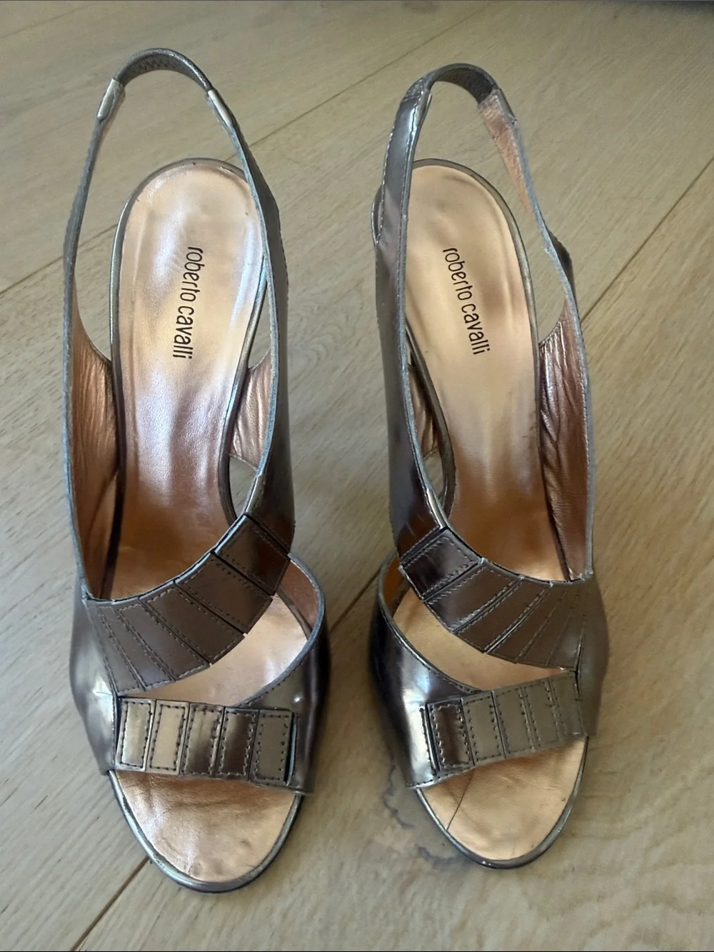 Roberto Cavalli Leather Slingback Sandals